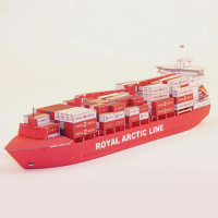 Model Kertas Kapal Kontena MARY ARCTICA, Pembawa Kontena Greenland, Skala 1: 400