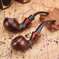 Carved Resin Pipes Chimney Filter Smoking Pipe Tobacco Pipe Cigar Gifts Narguile Gift Grinder Smoke Mouthpiece Cigarette Holder