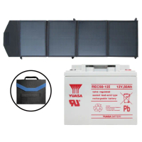 【CSP】太陽能板+循環型蓄電池12V50W(可收納攜帶 露營 電瓶充電 連接手機充電 露營車REC50-12I+SP-50)