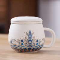 陶瓷泡茶杯中國風水杯帶過濾帶蓋國潮杯子馬克杯故宮文化創意禮品