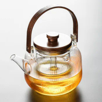 Household cooking teapot Heat-resistant striped glass beam kettle Single pot Electric pottery stove kettle Teapot Cold kettle