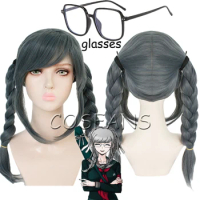 Danganronpa Peko Pekoyama Braids Wig Cosplay Costume Anime Super Dangan Ronpa Heat Resistant Synthetic Hair Women Wigs glasses