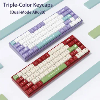 AK680 Hot-swappable Mechanical Keyboard ABS Keycap 68 Keys Bluetooth Wired Gamer Keyboard with RGB Backlit Gasket for PC Laptop