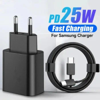 25W Super Fast Quick Charging USB C PD Wall Charger Power Adapters For Samsung Galaxy Note 10 20 S21 S22 S23 S24 C to C Cable