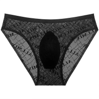 Men Breathable Letter Print Underwear Sexy See-through Briefs Ultra Thin Seamless Underpants Low Wai