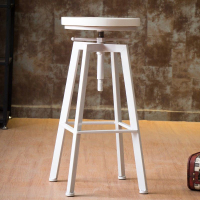 白色鐵藝吧臺椅現代簡約家用旋轉升降吧臺椅實木圓凳前臺高腳凳子