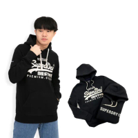 【Superdry】極度乾燥 帽T 冒險魂 黑色 裂墨logo 刺繡logo 刷毛 大尺碼 連帽 土耳其製(帽T 9323)
