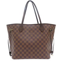 【二手名牌BRAND OFF】LOUIS VUITTON LV 路易威登【再降價】棕色 棋盤格 帆布 Neverfull MM 托特包 N41358