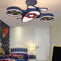Modern Airplane Children LED Ceiling Lights Room Remotely Boy Room Light Electric Fan Living Room Bedroom Ceiling Lamp Lighting