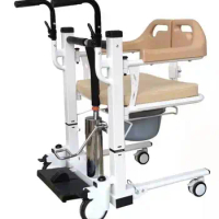 Manual Multi-function Hoist Lifting Wheelchair Elderly Disable Shower Toilet Commode Patient Transfer Chair
