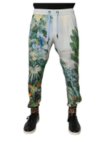 Mens Tropical Print Trousers Size 46 EU White