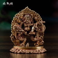 尼泊爾 藏傳佛教用品銅手工密宗小佛像隨身佛全鎏金白財神佛像