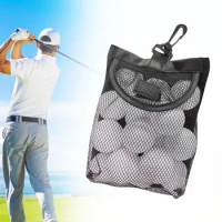 Golf Ball Bag Golf Accessories with Hook Durable Net Bag Black Mesh Bag for Baseball Balls Tennis Balls Sports Golf Tees Gym