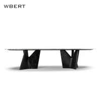 Wbert Modern Design Natural Wooden Luxury Table For Living Room Kitchen And High-end Hotel Villa Marble Dining Table