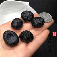 天然玻璃隕石黑隕石礦石教學小標本原礦實物圖一組4