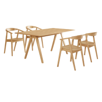 文創集 蘿亞克5.7尺實木餐桌椅組合(一桌四椅組合)-170x85x74cm免組