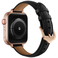 Cowhide Genuine Leather Slim Band For Apple Watch Bands Series SE 7 6 5 Watch Band For Apple Watch 38 40 42 44mm Bracelet Apple