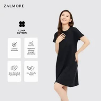 Zalmore Mini Dress Premium LUMA Cotton - Dress Wanita Lembut Ringan Sejuk Anti Nerawang XL Latte
