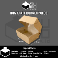 [ISI 100 PCS] Box Kraft Burger / Kotak Dimsum / Dus Snack Coklat Polos Laminasi 290gsm