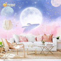 北歐ins風夢幻星空墻紙客廳兒童房臥室背景墻簡約漸變色藝術壁紙
