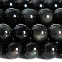 Cuentas de obsidiana arcoíris naturales genuinas, cuentas sueltas redondas de piedras preciosas de grado A, 4mm, 6mm, 8mm, 10mm, para fabricación de joyas DIY
