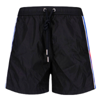 【MONCLER】男款 側邊雙色織帶 品牌英文名 海灘褲/泳褲-黑色(S號、M號、L號、XL號)