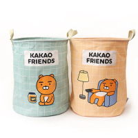 【Kakao Friends】棉麻聚酯收納籃(居家收納洗衣籃 Ryan 萊恩 Apeach桃子)