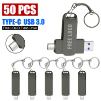50Pcs Type-C OTG 3.0 USB Flash Drive 16GB 32GB 64GB U Disk 128GB Pen drive Car 256GB Mini Pen Drive Metal Office for Phone