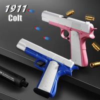 Colt 1911 Revolver Manual Shell Ejection Soft Bullet Toy Gun for Kids Boys Airsoft Pistol Weapons Blaster Long Range Ejecting