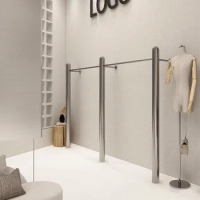 High-end clothing display rack floor hanger stainless steel brushed women's clothing store on the wall hanging rod display cloth
