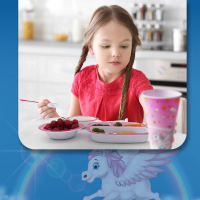 6 Pieces Complete Feeding Set with Divided Plate, Pegasus Series by La Ban Collection, Microwave Saf