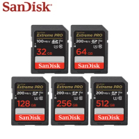 100% Original SanDisk SD Card 32GB 64GB 128GB 256GB 512GB High Speed Class 10 Extreme PRO Memory Card UHS-I U3 V30 For Camera