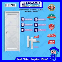 Icepol - Pintu Kamar Mandi Toilet WC IC 2008 UPVC White Putih 80x200 Handle Kiri Buka Kanan