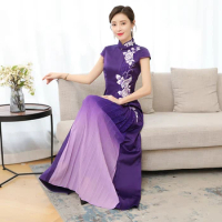 2024 summer new chinese dress oriental style vintage long skirt cheongsam evening party dress vietnam clothing ao dai dress