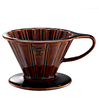 Tiamo V02花瓣形陶瓷咖啡濾杯組-咖啡色