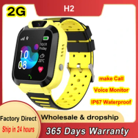Kids Smart Watch SOS Call LBS Tracker Location 2G Sim Card Camera Voice Monitor Chat IP67 Waterproof H2 Smartwatch For Children