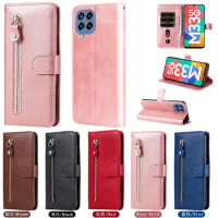 Leather Zipper Pocket Flip Phone Case For Samsung M33 A23 F23 M23 M13 A73 A33 A53 M53 M52 A32 M32 4G 5G Wallet Cover 50pcs/Lot