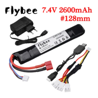 Upgrade 7.4v 2600mAh Lipo Battery for Water Gun 7.4V Battery with Charger for Airsoft BB Air Pistol Electric Toys Guns #128mm