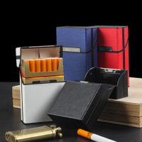 New 1 PC Portable cigarette Case ( Hold 20cigarettes) Solid cigarette Storage holder Leather+Plastic Cigarette Box