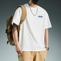 เสื้อยืดแขนสั้นสำหรับผู้ชาย ผ้าฝ้ายแท้ แบรนด์อินเทรนด์ ใส่หน้าร้อน อเนกประสงค์ Ins ทรงหลวม เหมาะสำหร