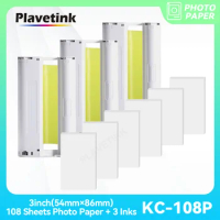 PLAVETINK 3Inch 54× x 86mm KC108P ink Cassette Paper for Canon Selphy CP1300 CP1200 CP1000 CP910 CP900 Photo Printer KC-108P