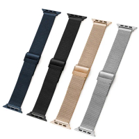 【LOYALTY】Apple Watch1/2/3/4/5/6/SE/S7雙保險防脫落不銹鋼雙扣高級質感金屬錶帶(38/40/41/42/44/45mm)