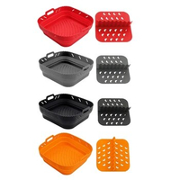 Air Fryers Silicone Basket Plate Square Baking Tray Oven Accessories Air Fryers R9UD