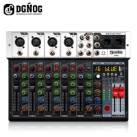 DGNOG 6 Channel Sound Mixer 16 DSP Professional Audio Mixing Console with USB Bluetooth for DJ Party Recording Sound Table UR06