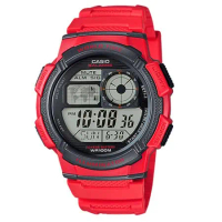 CASIO 卡西歐 電子錶 橡膠錶帶 LED照明 防水100米 碼錶 鬧鈴AE-1000W-4A