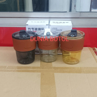 cangkir mug gelas slub glass tutup sedotan kaca cantik lucu unik