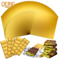 100 PCS Dubai Chocolate Bar Aluminum Foil Tin Wrapping Paper Metal Embossing Candy Chocolate Paper W