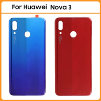New 6.3" For Huawei Nova 3 Battery Back Cover Rear Door 3D Glass Panel Nova3 Battery Housing Case Camera Lens Adhesive Replace