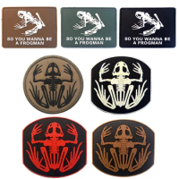 Skeleton Frog Frogman 3D PVC Rubber Patch Tactical Badge Patches for Clothing Patch Militari