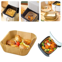 50Pcs Non-Stick Air Fryer Paper Disposable Oven Baking Paper Steamer Mat Oil-Absorbing Papers For For 3-6 L Air Fryer